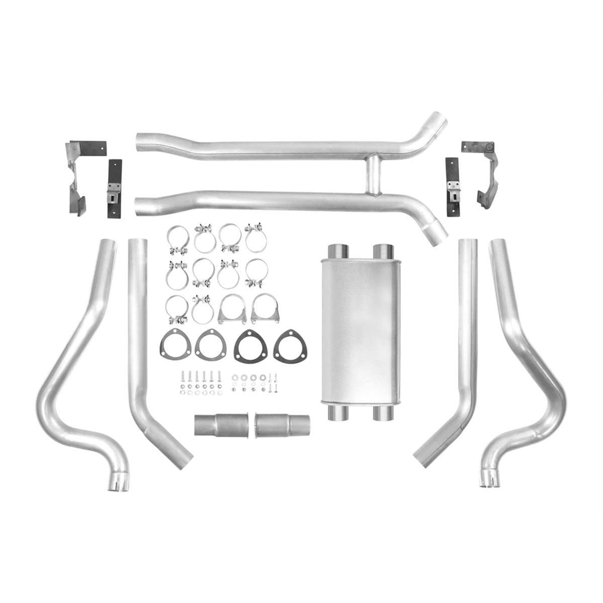 Thrush Dual Kit - 2.5 in. Aluminized Pipes / H-Pipe Balance Tubes / Single Muffler