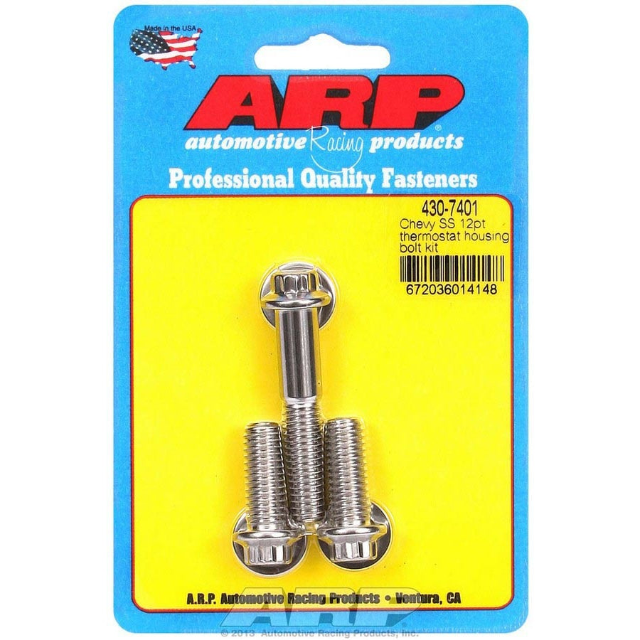 ARP Stainless Steel Thermostat Housing Bolts - 12-Point - Chevy - Set of 3