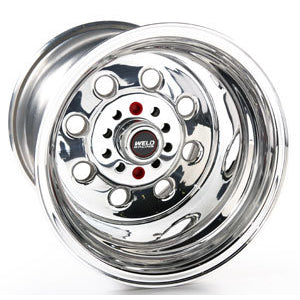 Weld Draglite Polished Wheel - 15" x 14" - 5 x 4.5"-4.75" Bolt Circle - 6.5" Back Spacing - 17.5 lbs