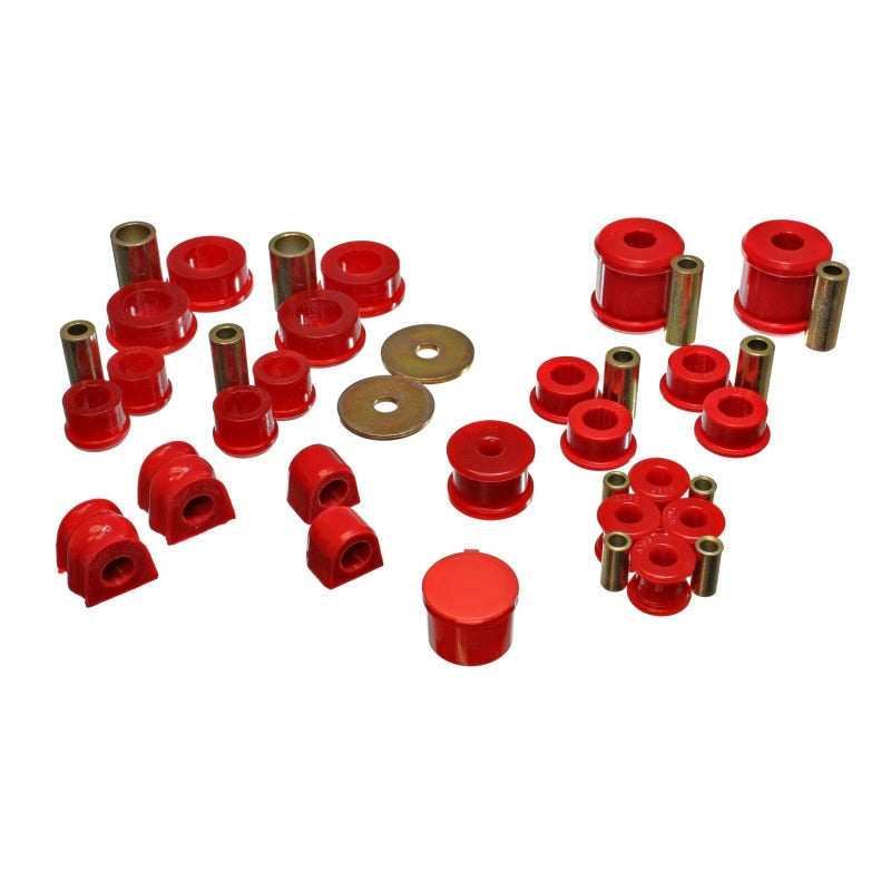Energy Suspension Hyper-Flex Bushing Kit - Suspension Bushings - Polyurethane/Steel - Red/Cadmium
