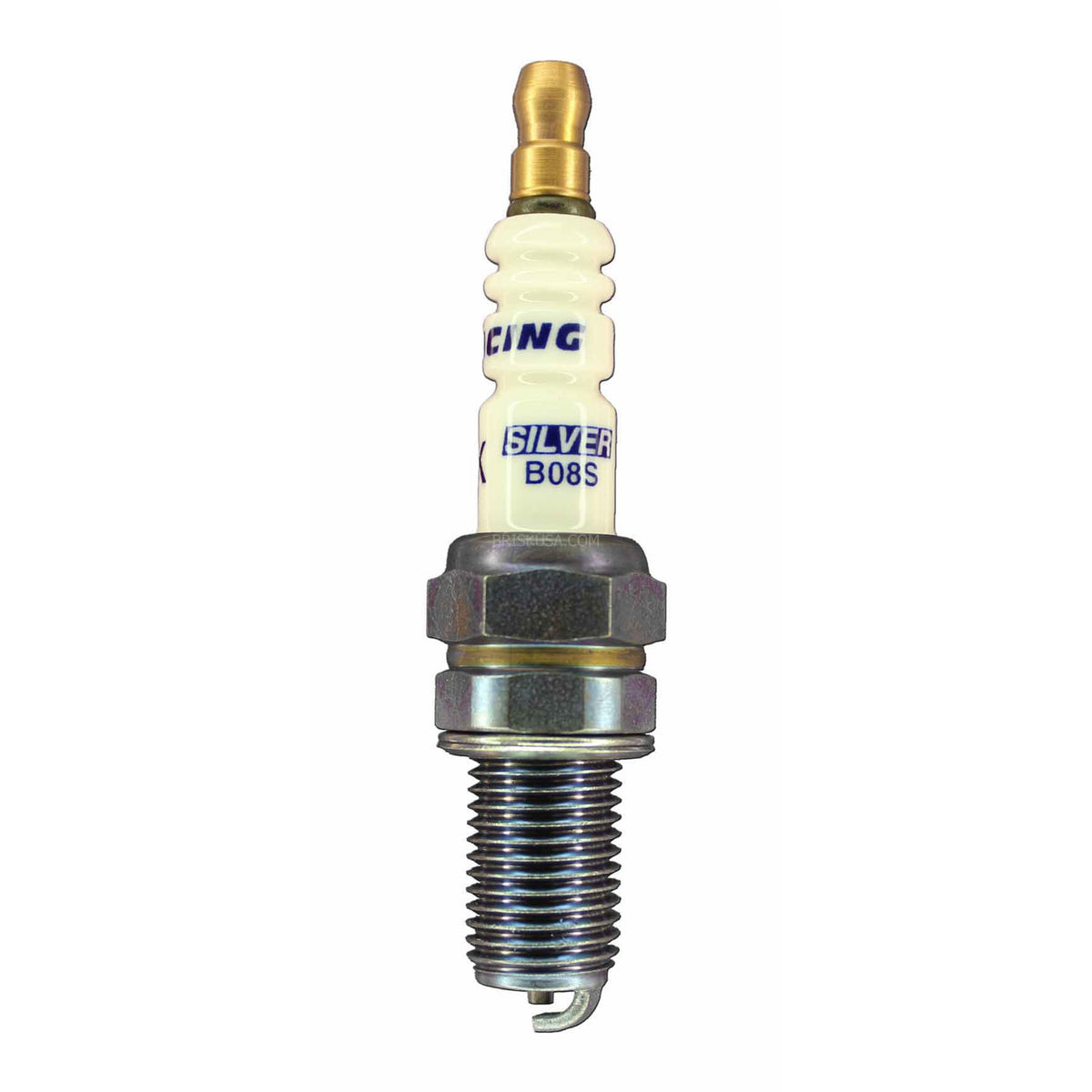 Brisk Silver Racing Spark Plug - 12mm Thread - 19mm R - Heat Range 8 - Gasket Seat - Non-Resistor