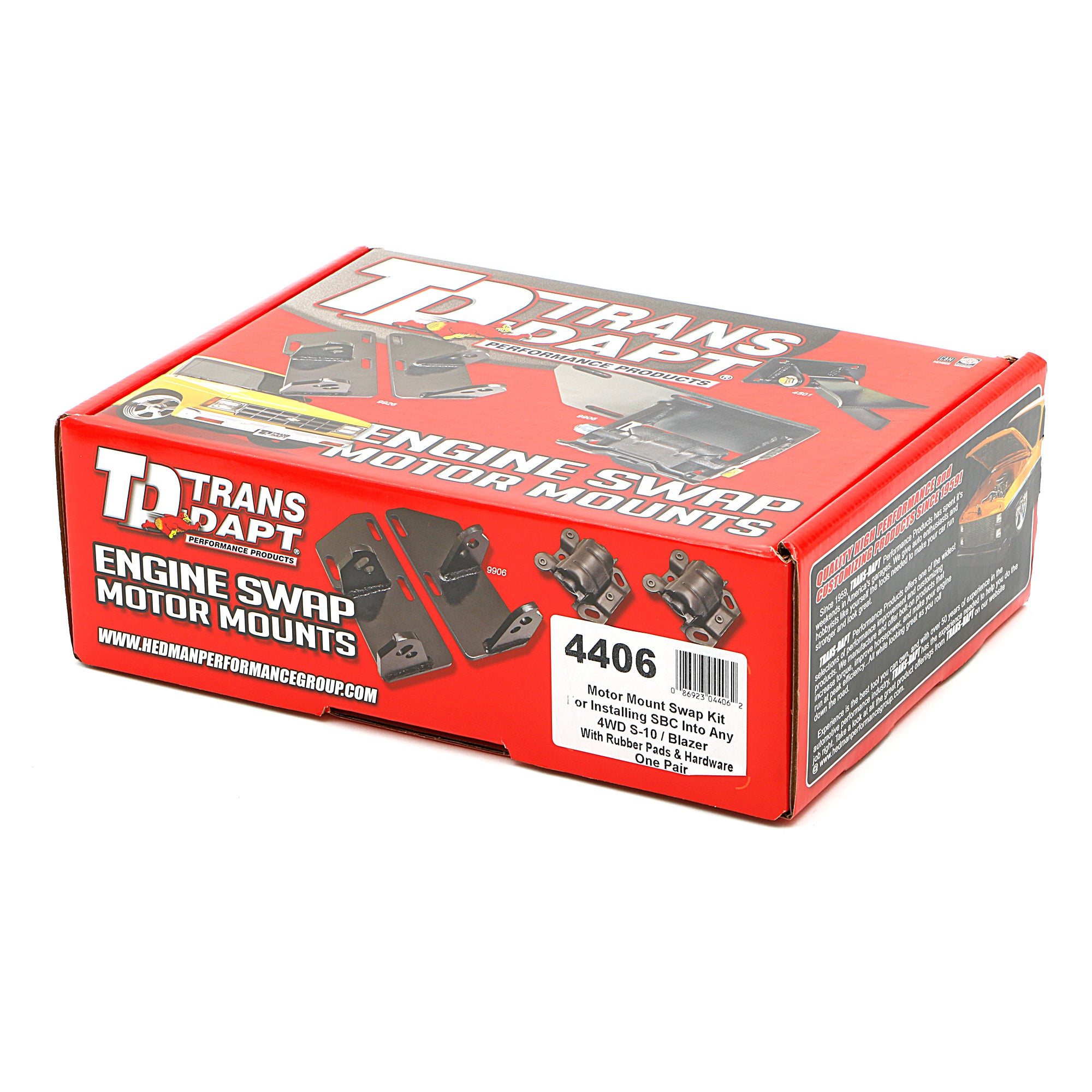 Trans-Dapt Swap Mount Motor Mount - SB ChevyV8 Into 4WD S10 w/ Pads