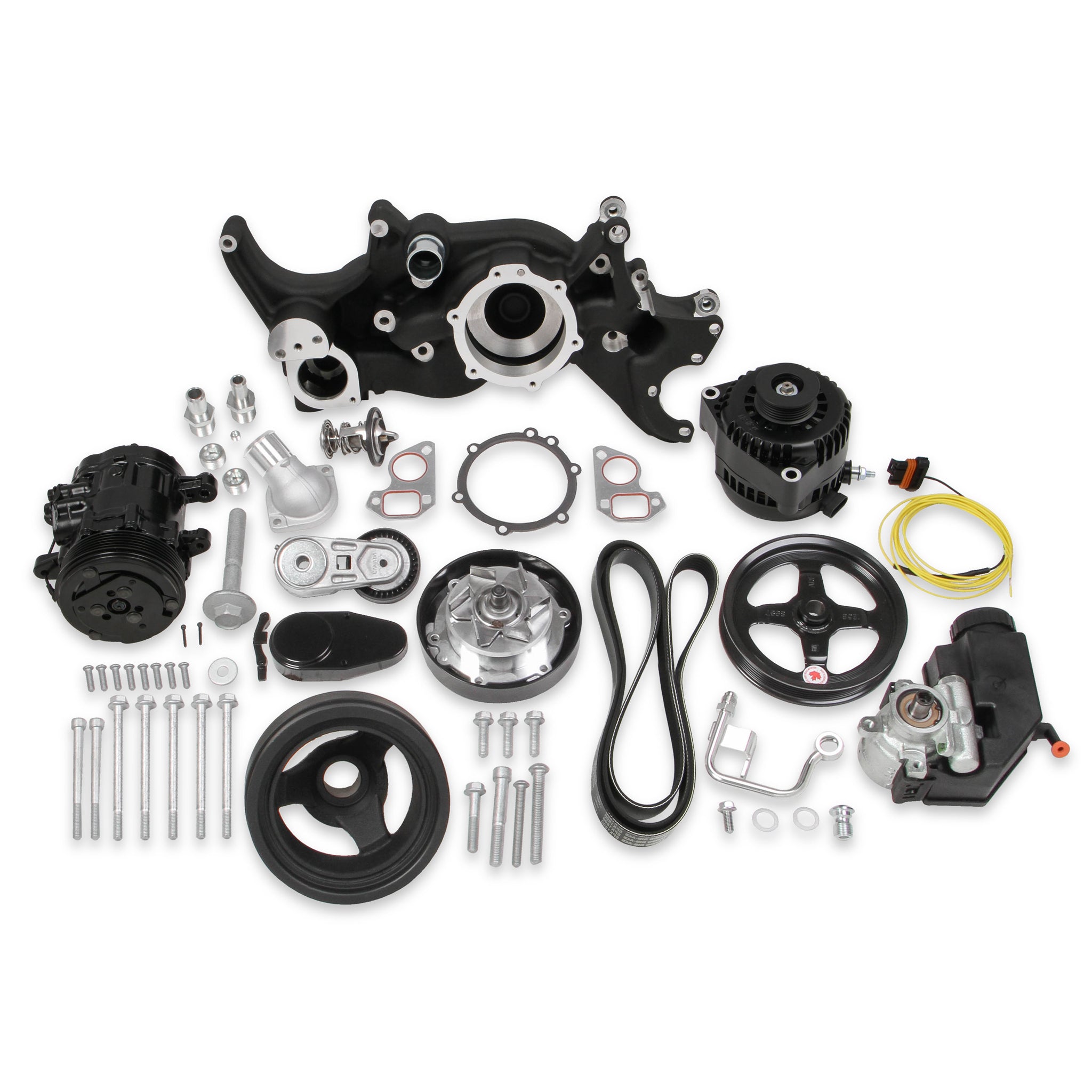 Holley 6-Rib Serpentine Pulley Kit - Black - GM LS-Series