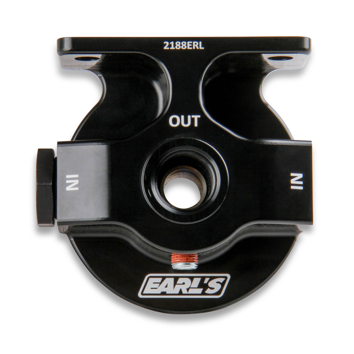 Earl's Remote Oil Filter Mount - 10 AN Female Ports - 1/8" NPT Port - 13/16-16" Filter Thread - Aluminum - Black