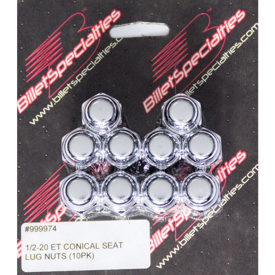 Billet Specialties 1/2-20 ET Conical Seat Lug Nuts 10 Pack