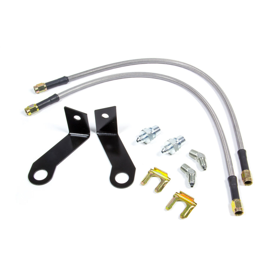 Wilwood 18" Flexline Kit -03 AN Straight to -03 AN Straight Ends - 1/8-27 NPT 45 Degree / -3 to M10 x 1 BF Fittings - 2005 Mustang Front