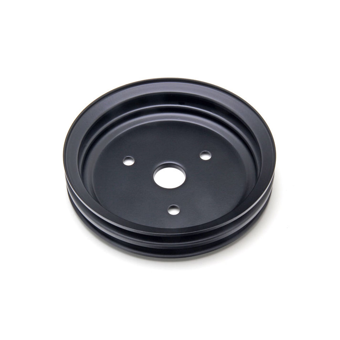 Trans-Dapt V-Belt 2 Groove Crankshaft Pulley - 7.3 in Diameter - Black Powder Coat - Short Water Pump - Small Block Chevy
