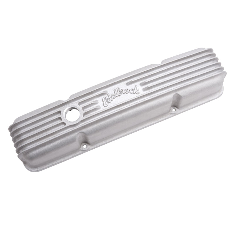Edelbrock Classic Valve Covers Short Breather Hole Edelbrock Logo - Aluminum