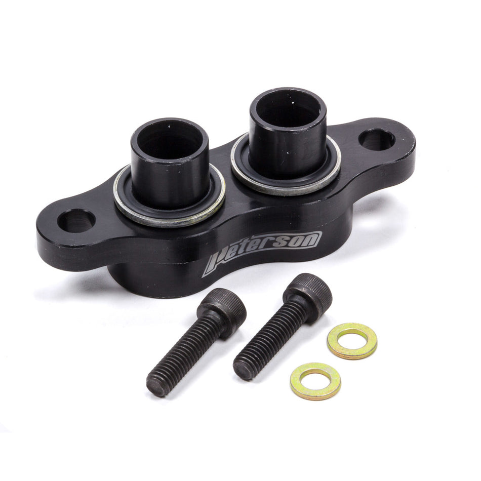 Peterson Fluid Systems Bypass Oil Filter Adapter Bolt-On 12 AN Female Inlet/Outlet Billet Aluminum - Black Anodize