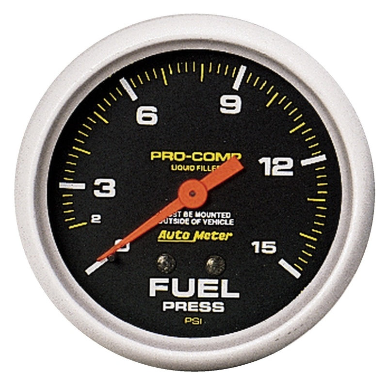 Auto Meter Pro-Comp Liquid Filled Fuel Pressure Gauge - 2-5/8" - 0-15 PSI