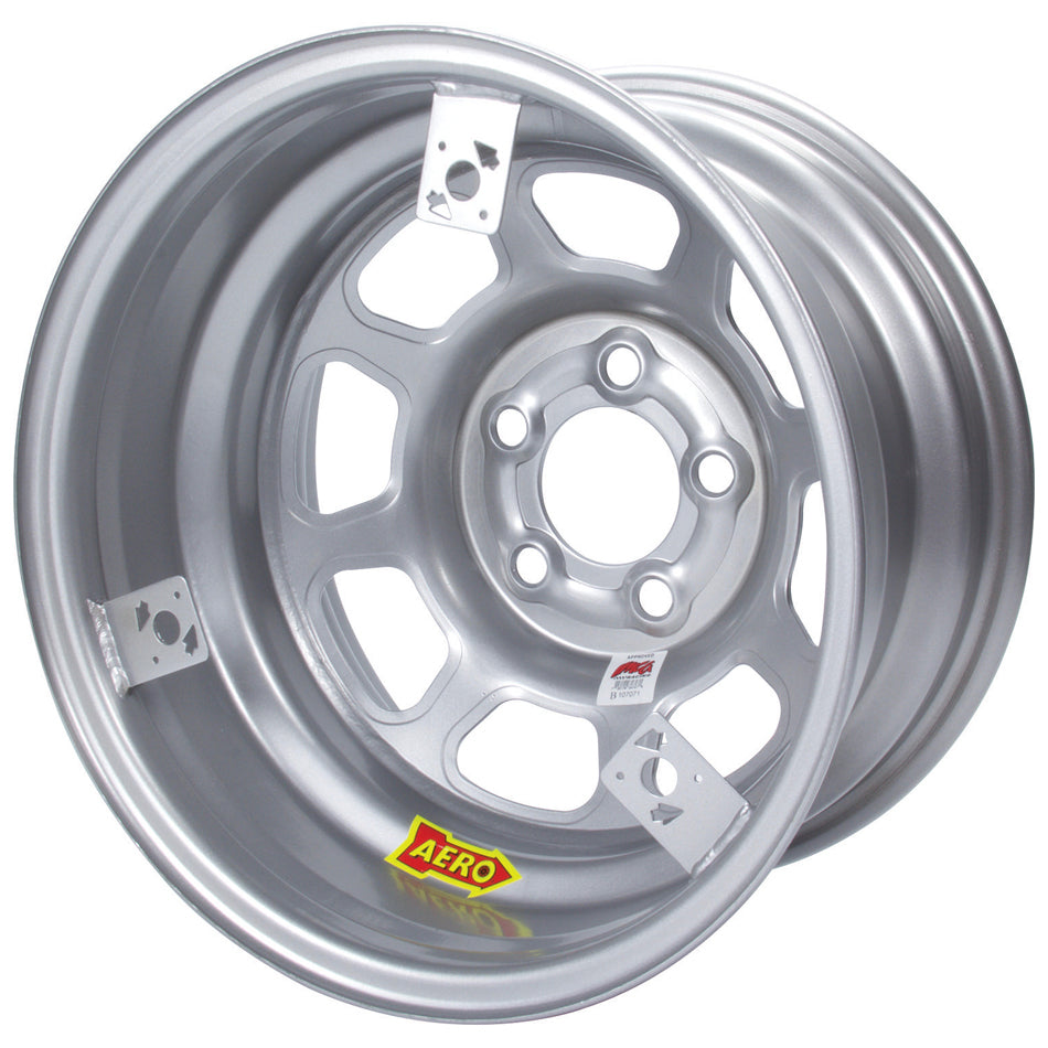 Aero 52-Series Roll Formed IMCA Wheel - Silver - 15" x 8" - 2" Backspace - 5 x 5" Bolt Pattern