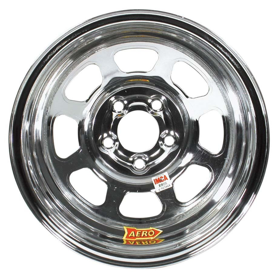 Aero 52 Series IMCA Rolled Wheel - Chrome - 15" x 8" - 5 x 4.75" - 2" BS - 19 lbs.