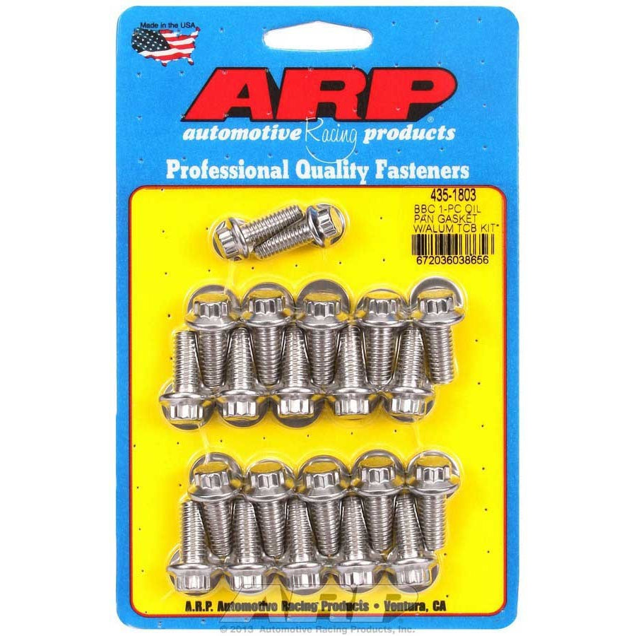 ARP Oil Pan Bolt Kit - 12 Point Head - Polished - 1-Piece Rubber Gasket - Big Block Chevy