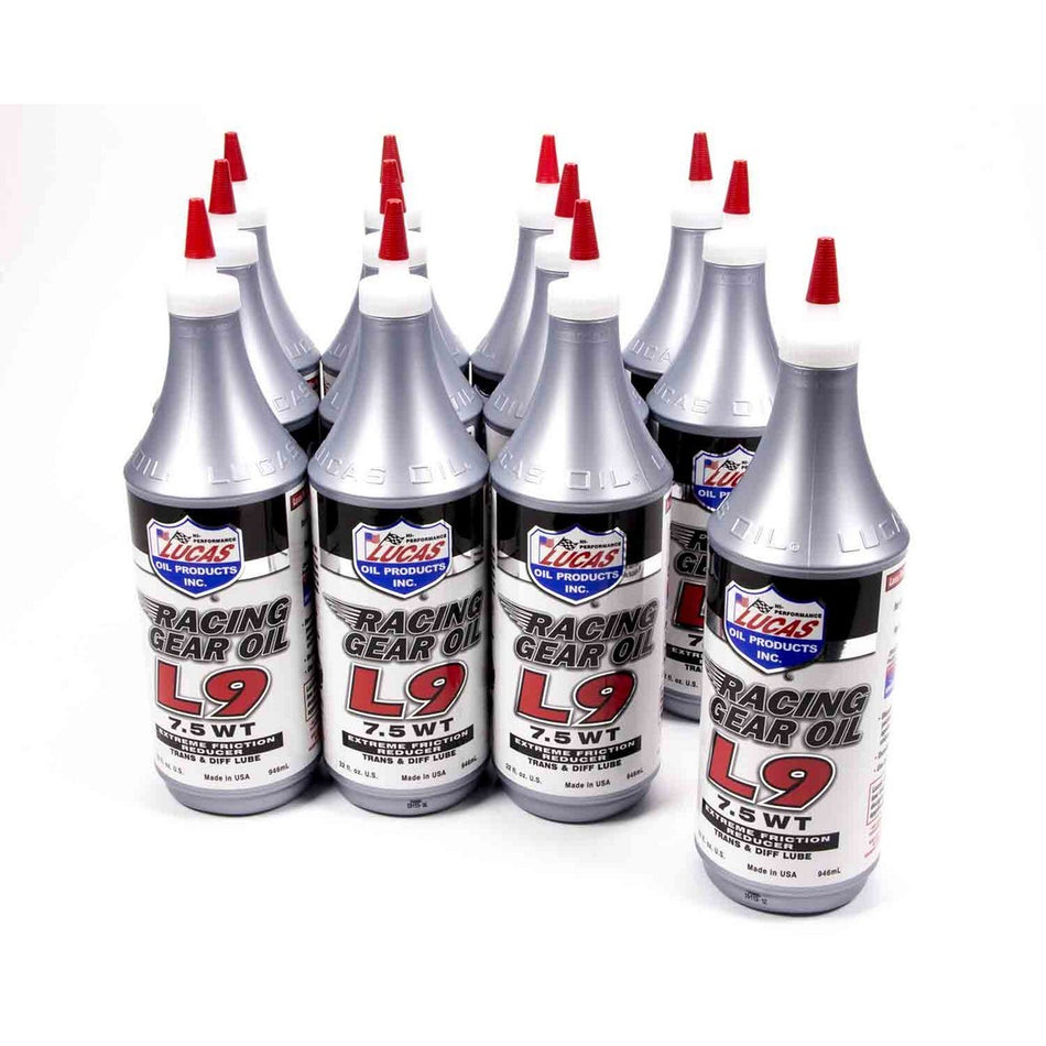 Lucas Oil Products Racing Gear Oil L9 Gear Oil 7.5WT Synthetic 1 qt - Set of 12