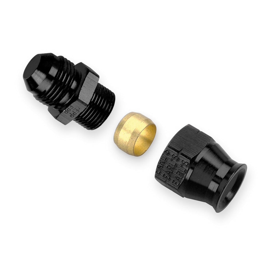 Earl's Products Tube End Fitting Straight 6 AN Male to 5/16" Tubing Aluminum - Black Anodize