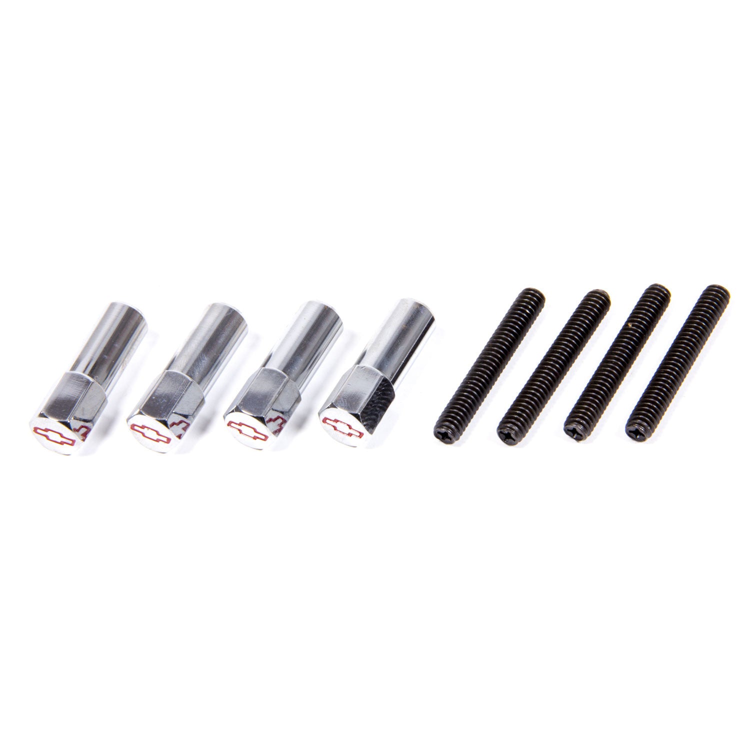 Proform Valve Cover Mini Nuts - 1/4-20 in Thread - 1-1/2 in Long - Chevy Bowtie Logo - Chrome - Set of 4