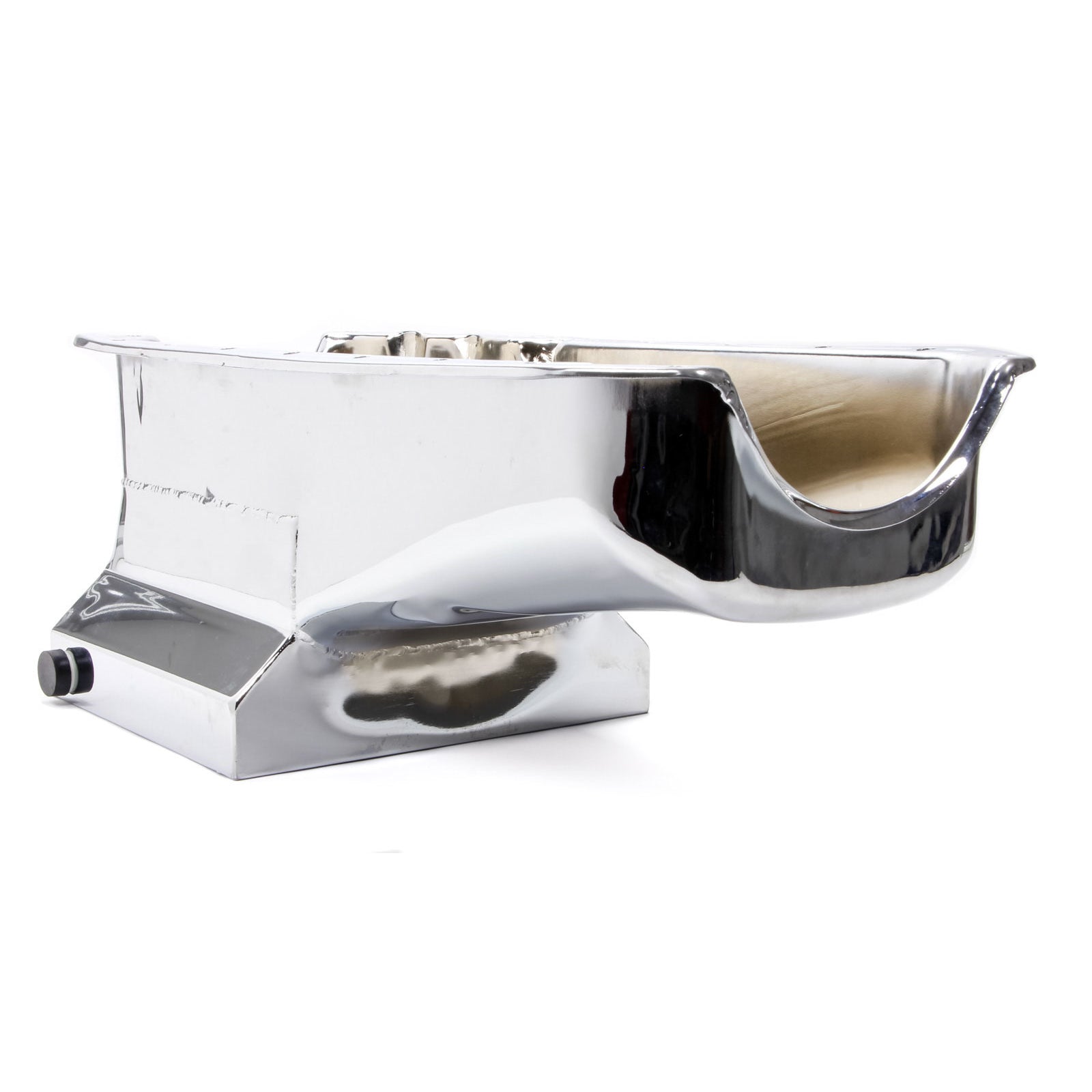 Racing Power Drag Race Rear Sump Oil Pan - 7 Quart - 8.25 in Deep - Chrome - 2 Piece Seal - Small Block Chevy
