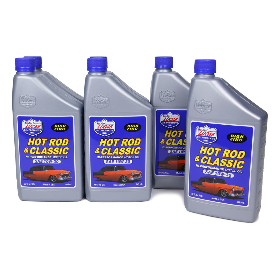 Lucas Oil Products Hot Rod and Classic Car Motor Oil ZDDP 10W30 Conventional - 1 qt