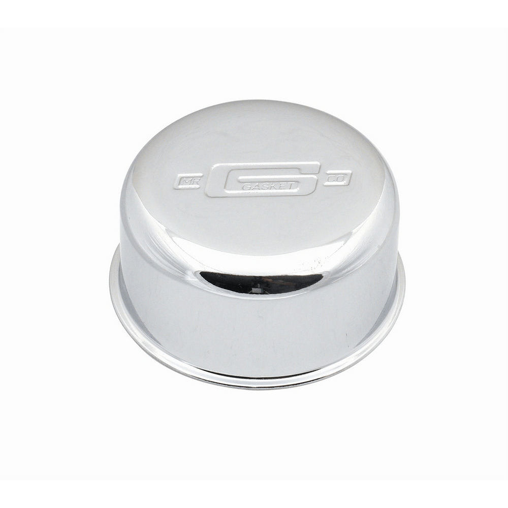 Mr. Gasket Push-In Round Breather - 3/4 in Hole - Mr. Gasket Logo - Chrome