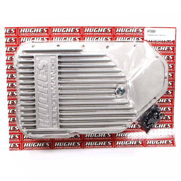 Hughes Performance Deep Sump Transmission Pan Finned Adds 2-4 qt Capacity Aluminum - Natural