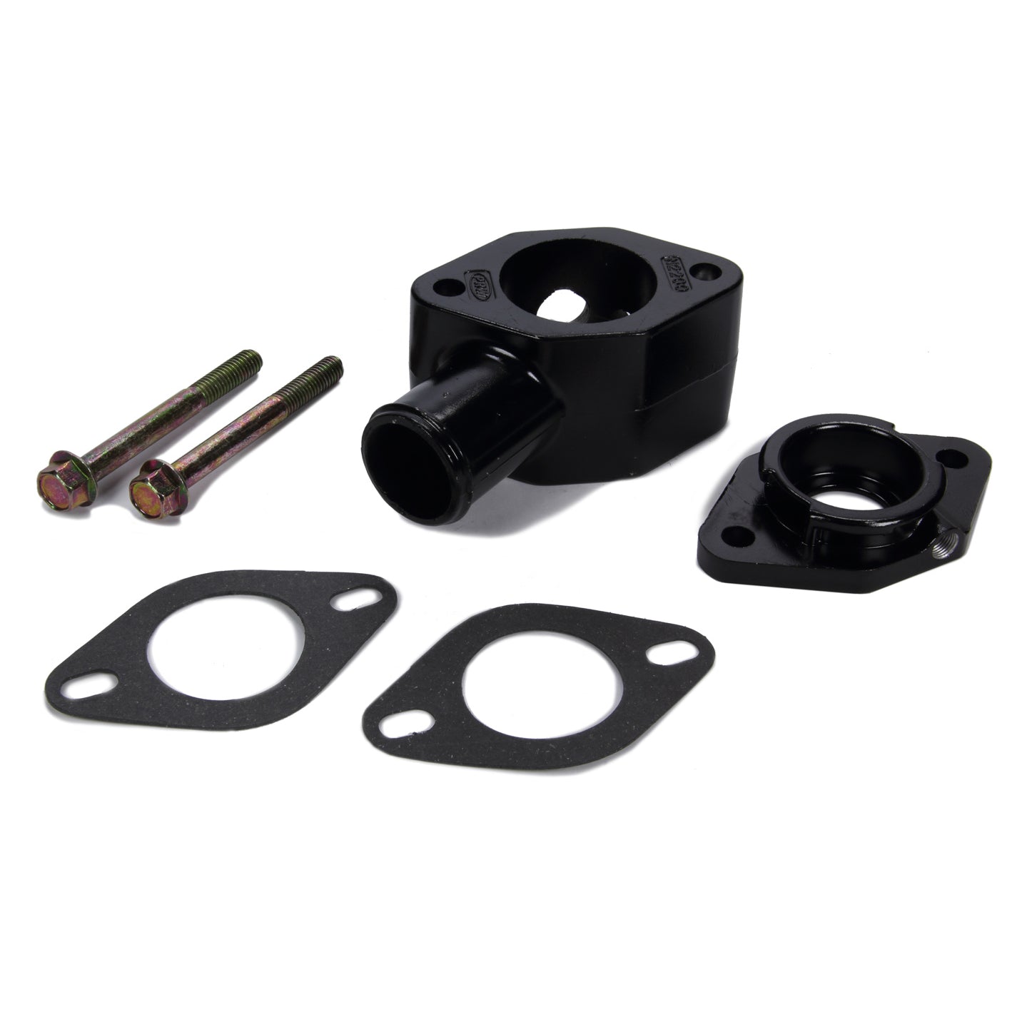 PRW INDUSTRIES 90 Degree Water Neck 1-1/2" ID Hose Gasket/Hardware Included Aluminum - Black Anodize
