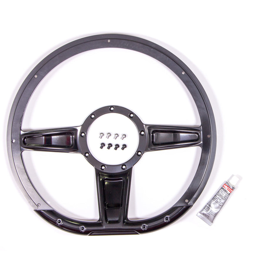 Billet Specialties Camber Steering Wheel 14" Diameter D-Shaped 3-Spoke - Milled Finger Notches