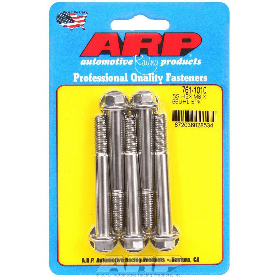 ARP Bolt - 65 mm Long - 10 mm Hex Head - Stainless - Polished - Universal - (Set of 5)