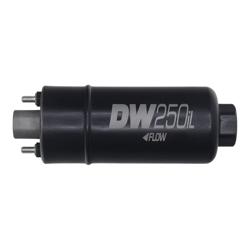 DeatschWerks DW250iL Electric In-Line Fuel Pump - 255 lph - 6 AN Female O-Ring Inlet / Outlet - Gas / Ethanol - Universal