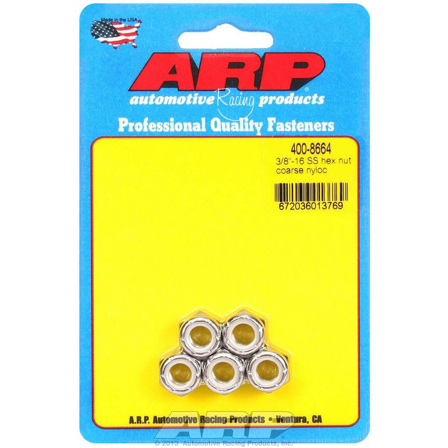 ARP Stainless Steel Hex Nyloc Nuts 3/8-16 (5)