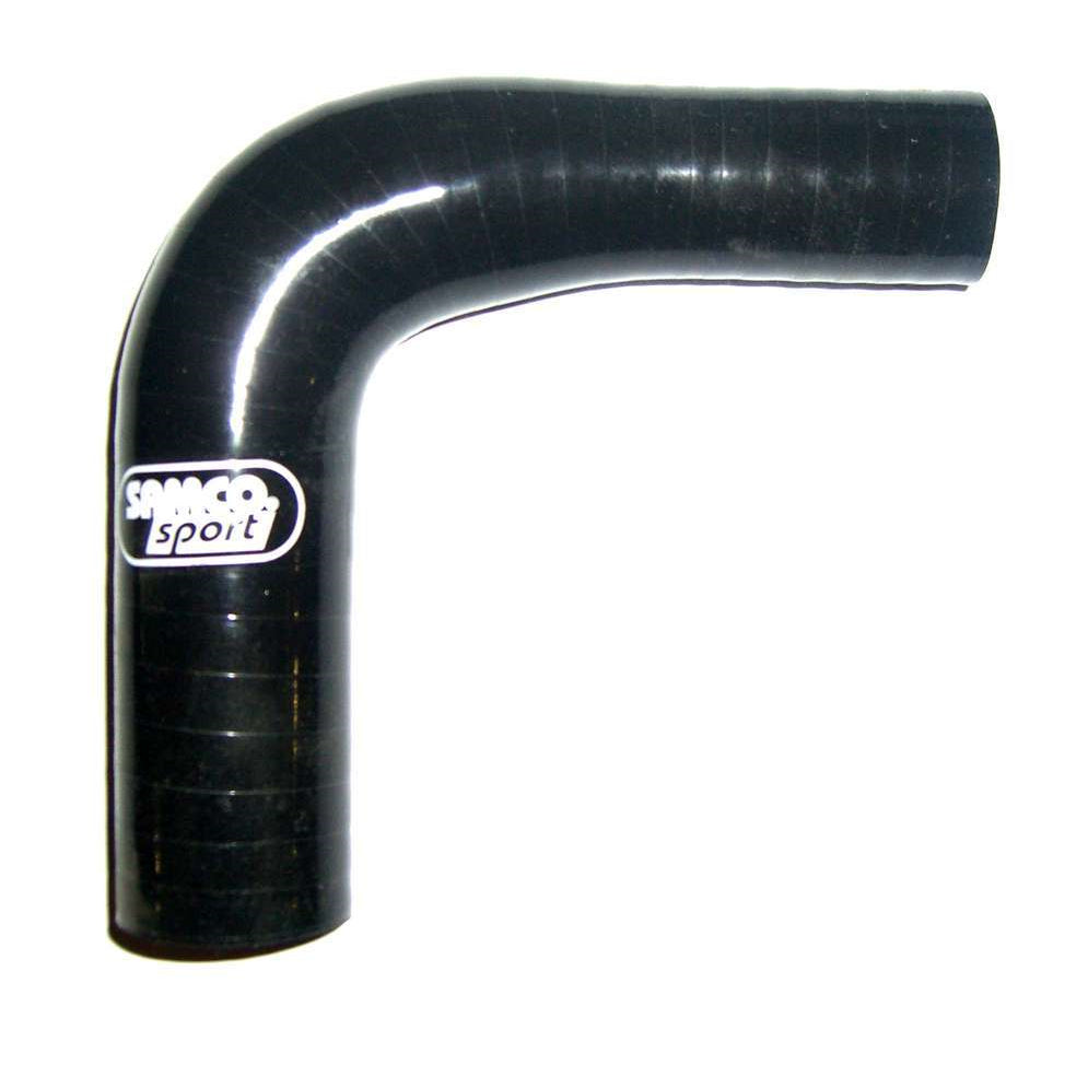 Samco Sport Silicone 90 Degree Elbow Reducer - 1-1/2" to 1-3/8" ID - 4.0 mm Thick Wall - Black