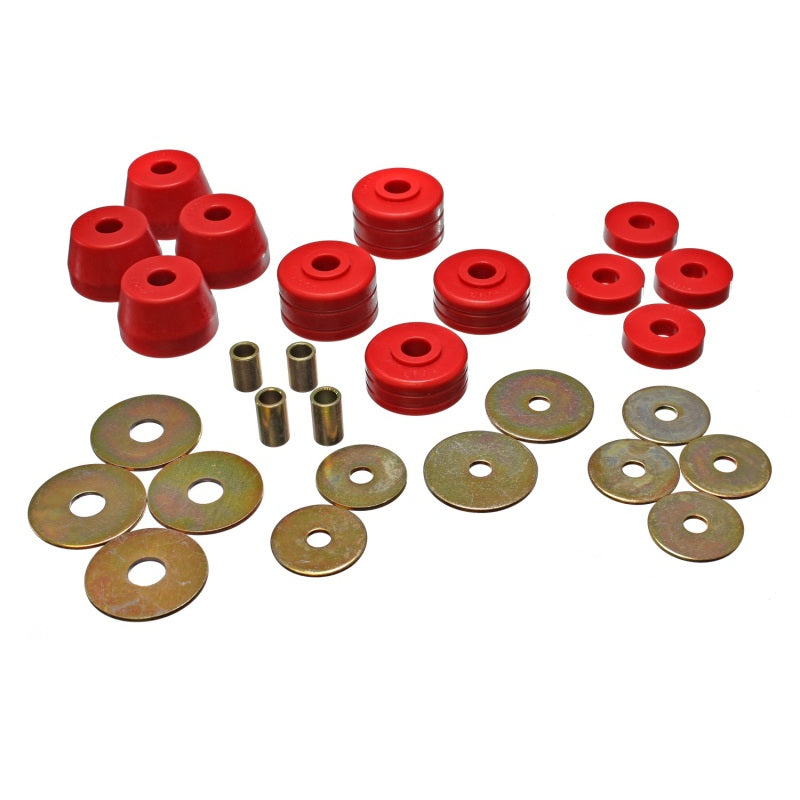 Energy Suspension Hyper-Flex Body Mount Bushing - Red/Cadmium - Dodge Ram Fullsize Truck 1972-85