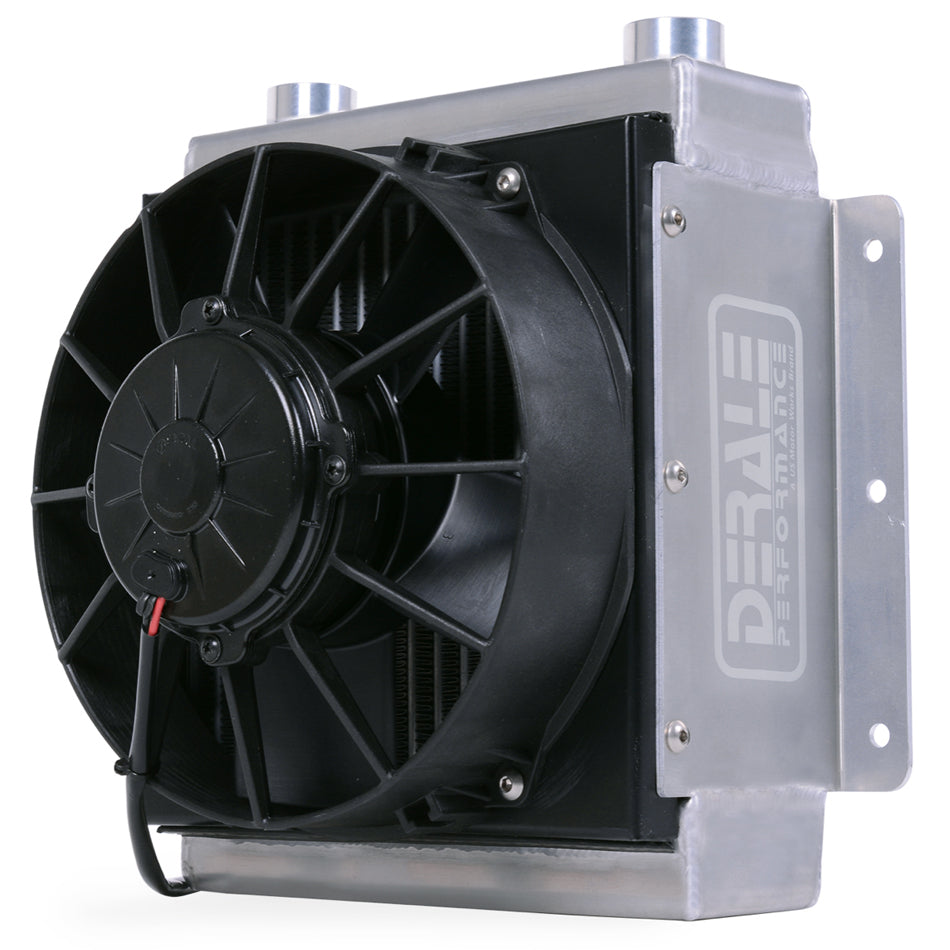 Derale Tube Type Fluid Cooler and Fan - 12.375 x 11.875 x 8.5 in - 10 AN Female O-Ring Inlet / Outlet - Universal 65861