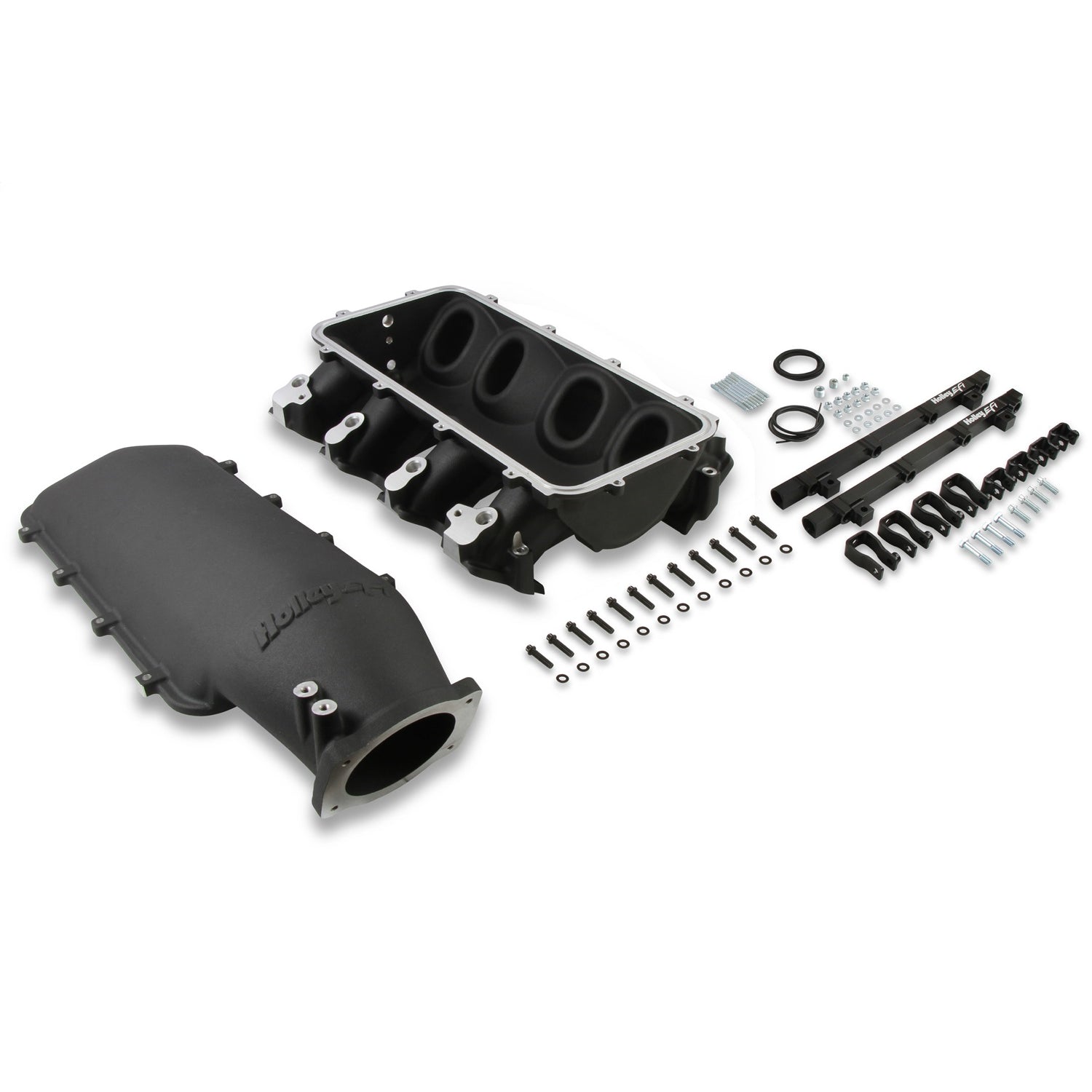 Holley EFI LS3 Low-Ram Tunnel Ram Intake Manifold - Top Feed - Single Injector - Black - LS3 - GM LS-Series
