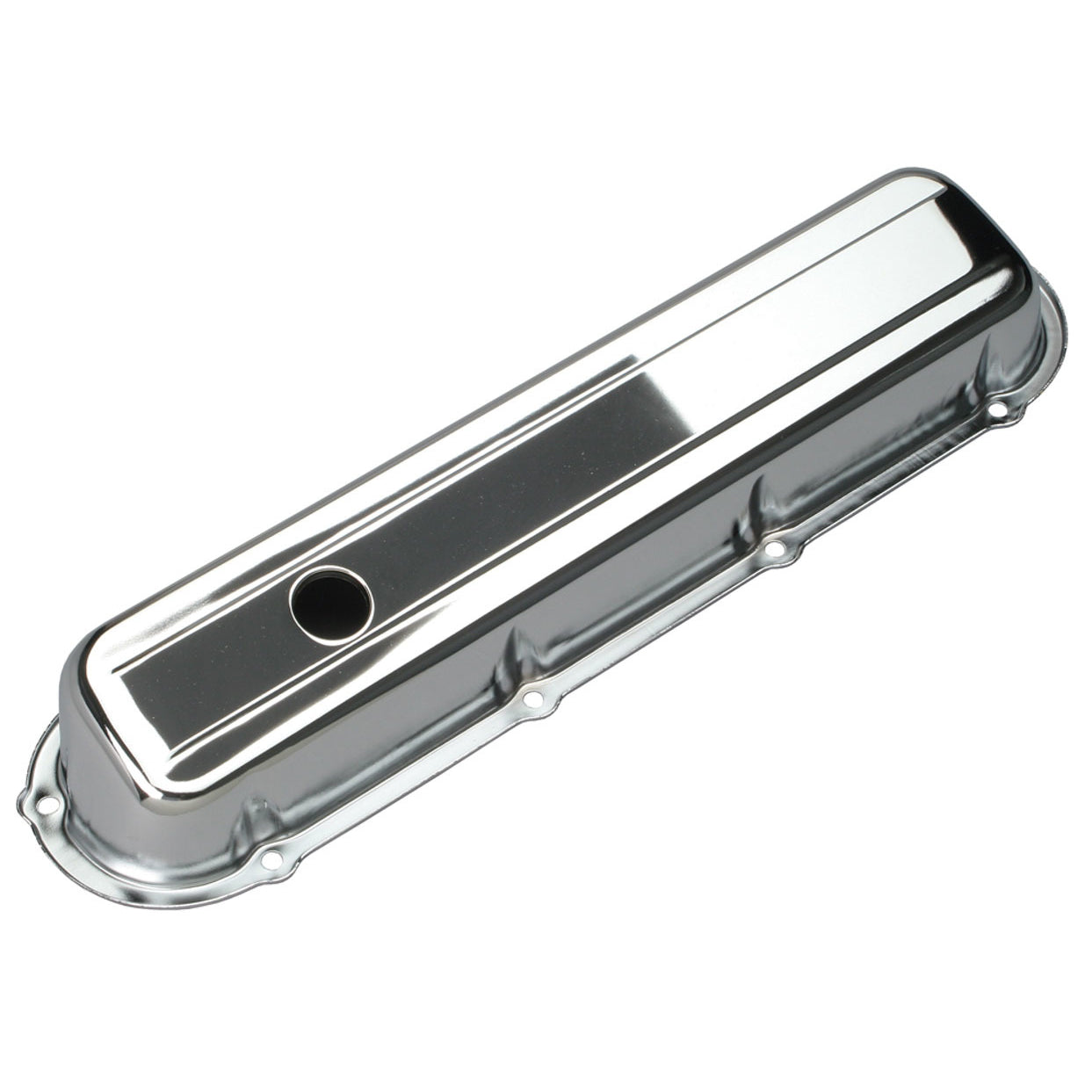 Trans-Dapt Valve Cover - Stock Height - Breather Holes - Chrome - Cadillac V8 - Pair