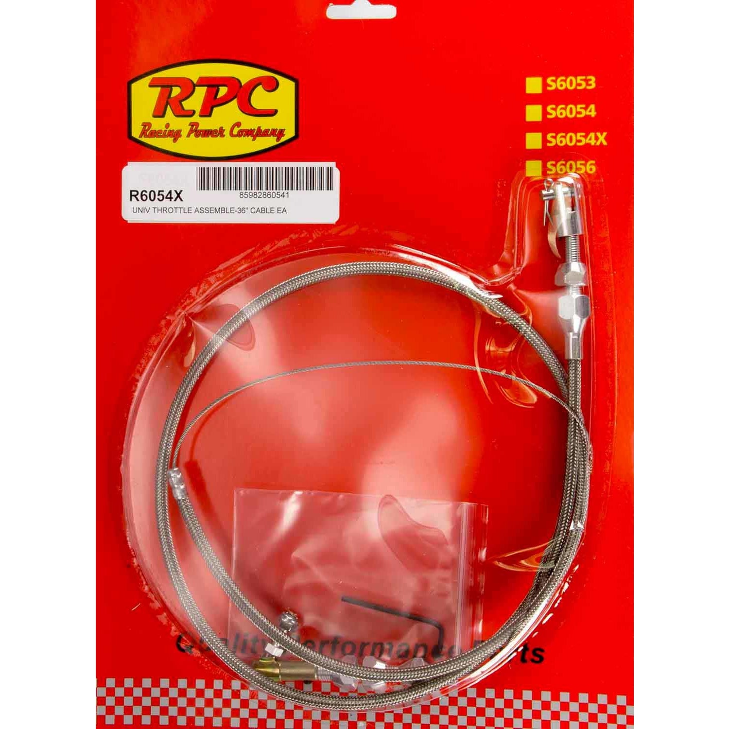 Racing Power 3 ft Long Throttle Cable Hardware Included Braided Stainless Universal - Natural