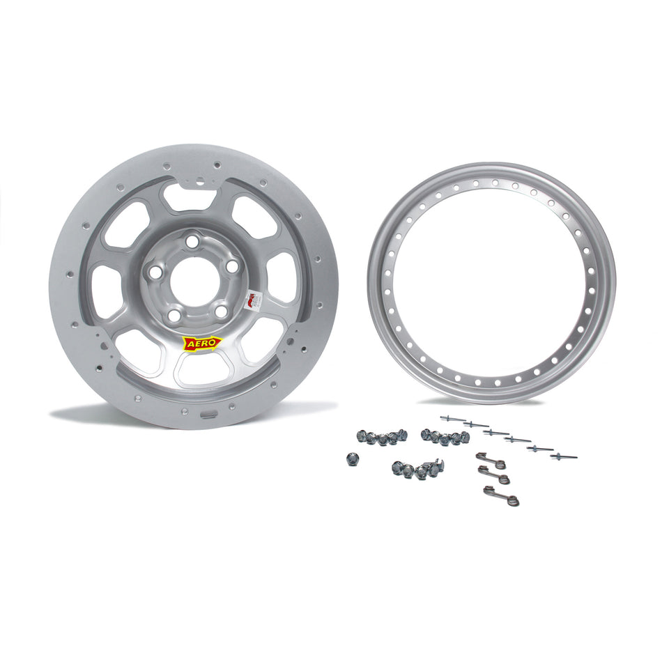 Aero 53 Series IMCA Rolled Beadlock Wheel - Silver - 15" x 8" - 3" BS - 5 x 4.75" - 23 lbs.