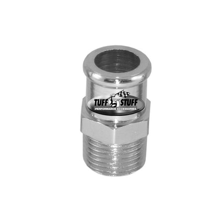 Tuff Stuff Performance Adapter Fitting Straight 1/2" NPT Male to 3/4" Hose Barb Steel - Chrome