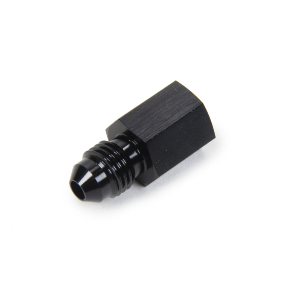 Triple X Gauge Adapter Fitting Straight 4 AN Male to 1/8" NPT Female Aluminum - Black Anodize