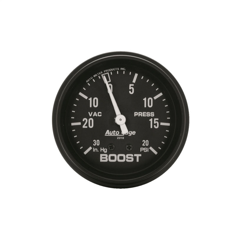 Autometer Auto Gage Boost/Vacuum Gauge - 30 in HG-20 psi - 2-5/8 in Diameter - Black Face