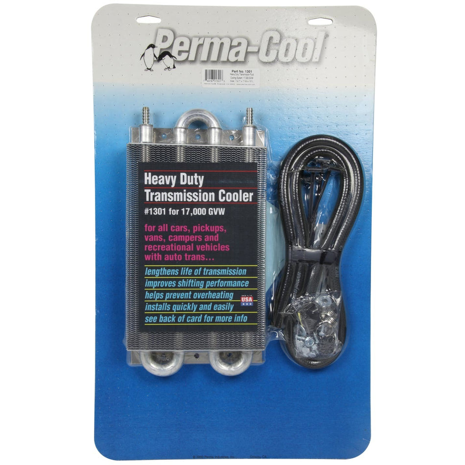 Perma-Cool Heavy Duty Fluid Cooler 15 x 7 x 1-1/2" Tube Type 11/32" Hose Barb Inlet/Outlet - Brackets/Hardware/Hose