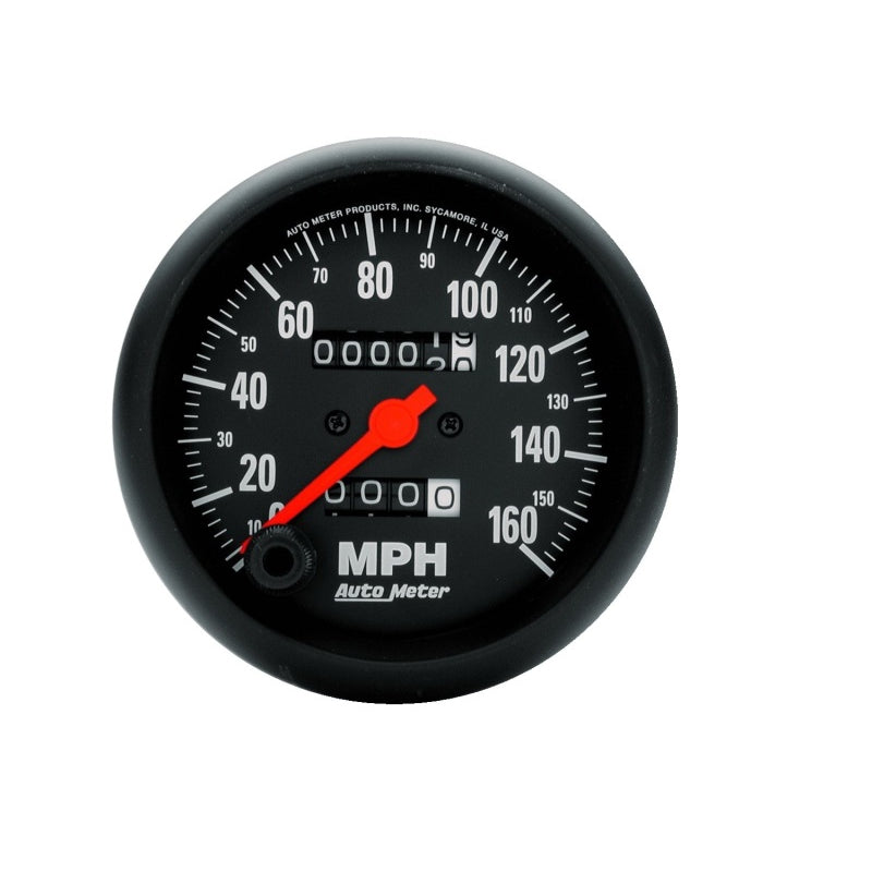 Auto Meter Z-Series 160 MPH Speedometer - Mechanical - Analog - 3-3/8 in Diameter - Black Face
