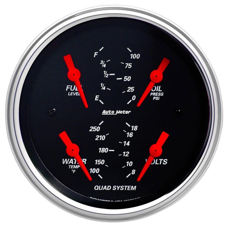 Auto Meter Designer Black Quad Gauge - 3-5/8 in.