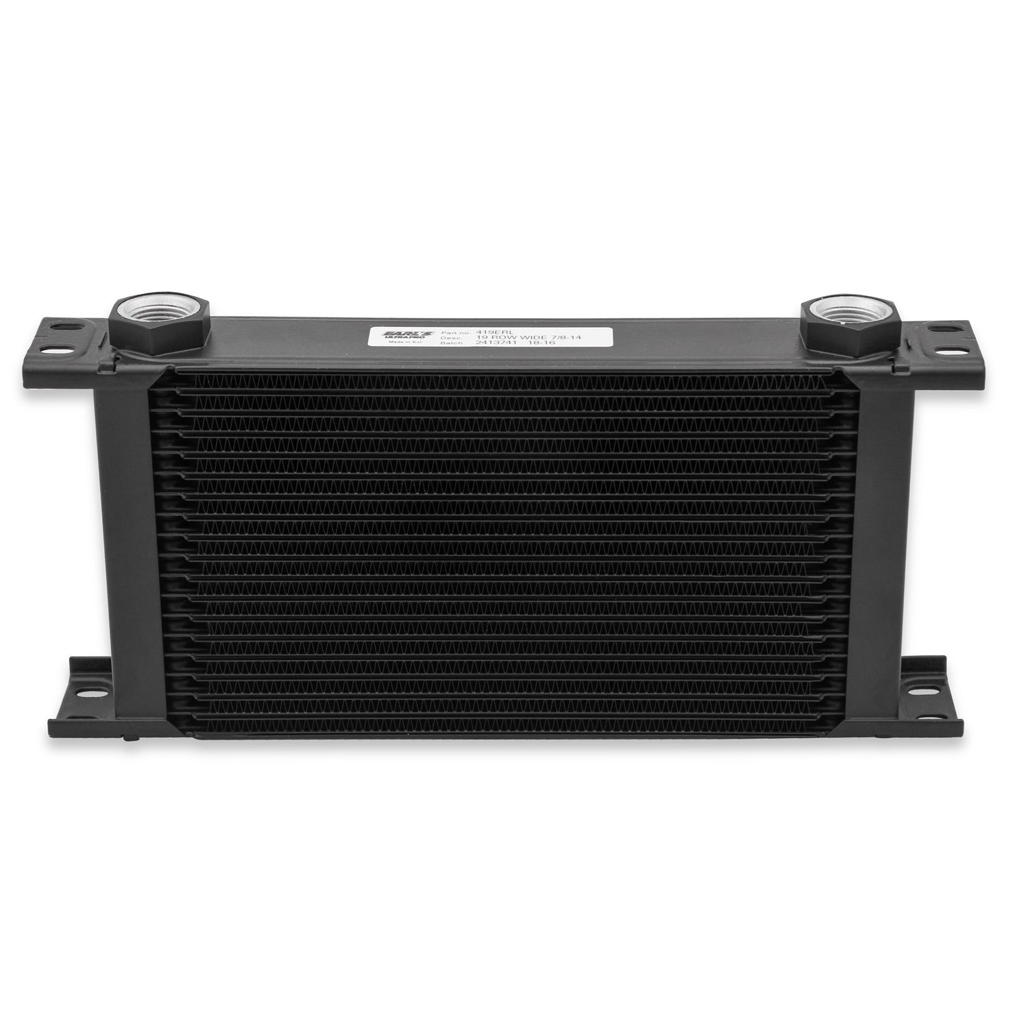 Earl's Oil Cooler - 5.750 x 13 x 2 in - Plate Style - 10 AN female O-Ring Inlet/Outlet - Black