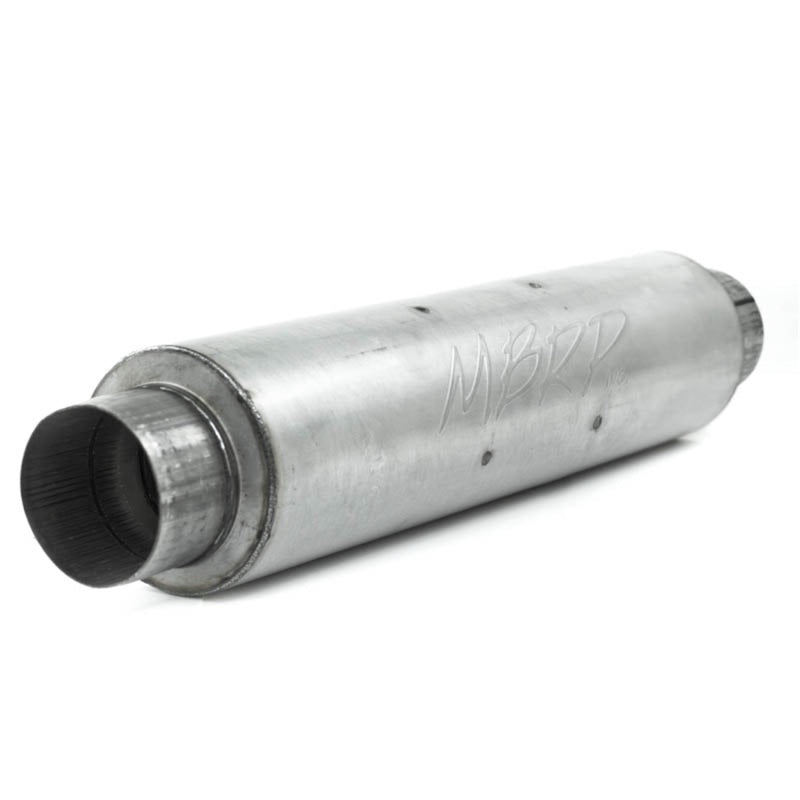 MBRP Installer Series Muffler - 4 in Center Inlet - 4 in Center Inlet Outlet - 6 in Round Body - 30 in Long Overall