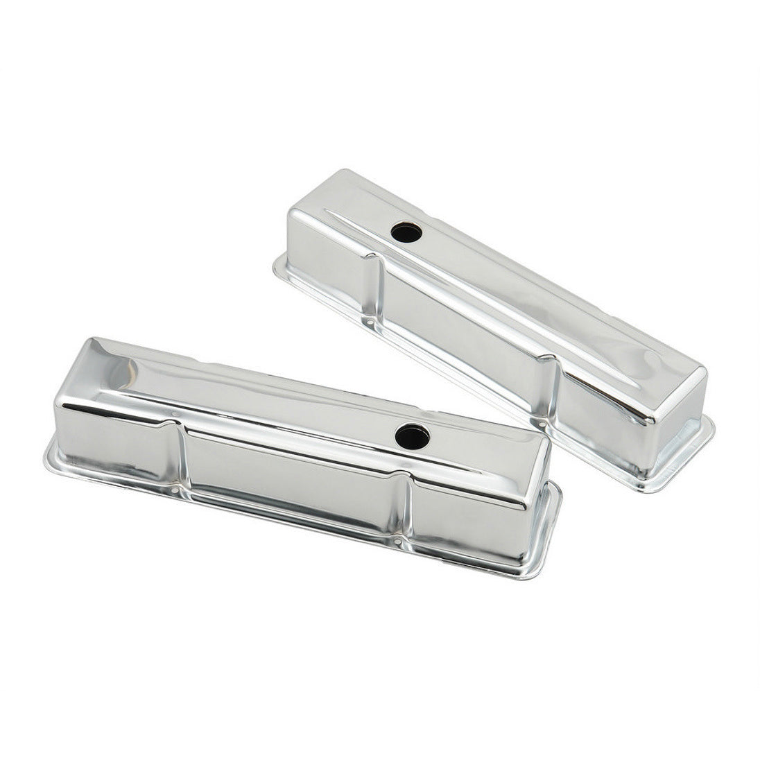 Mr. Gasket Tall Valve Cover - Baffled - Breather Hole - Chrome - Small Block Chevy