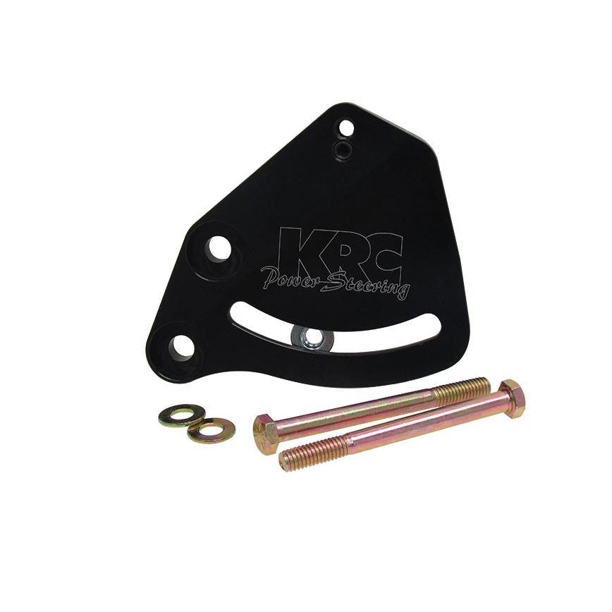 KRC Power Steering Power Steering Pump Bracket - Aluminum - Black - KRC Pump - Small Block Chevy