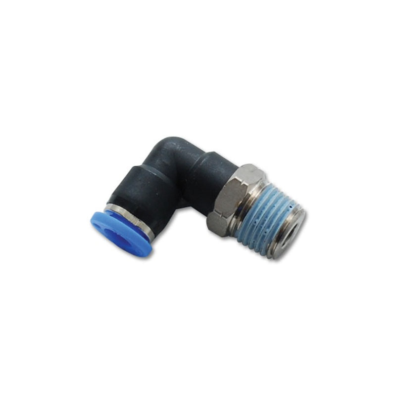 Vibrant Performance Adapter Fitting - 90 Degree - 1/8" NPT Male to 3/8" Hose Quick Disconnect - Stainless/Plastic/Black