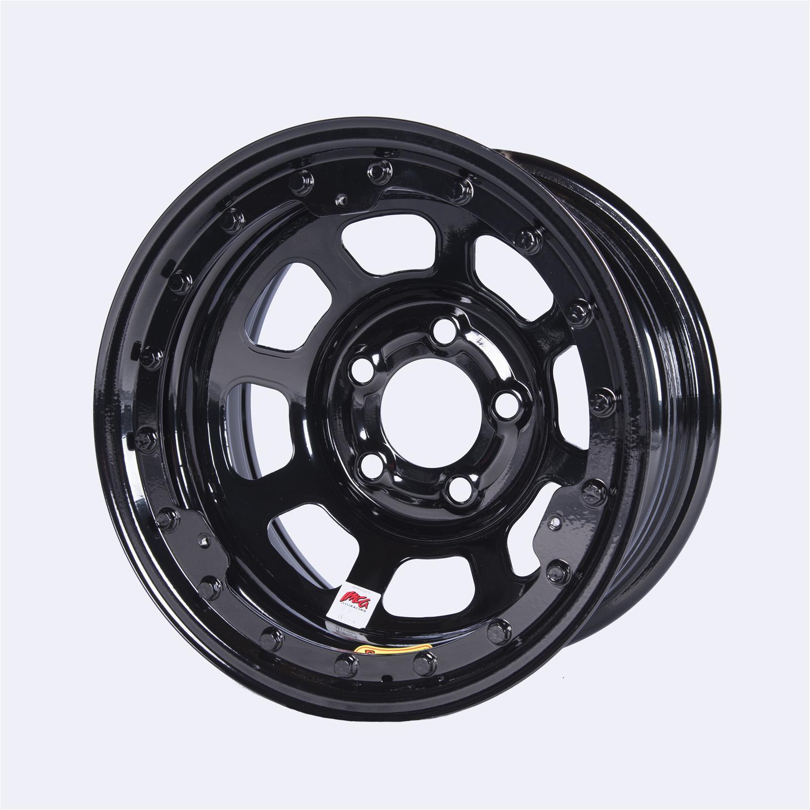 Bassett D-Hole Beadlock Wheel - 15 x 8 in - 4.000 in Backspace - 5 x 4.75 in Bolt Pattern - IMCA Approved - Black