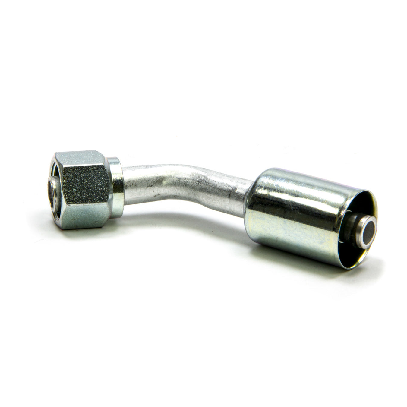 Vintage Air Hose End Fitting 45 Degree 8 AN Hose Crimp to 8 AN Female O-Ring - Aluminum/Steel