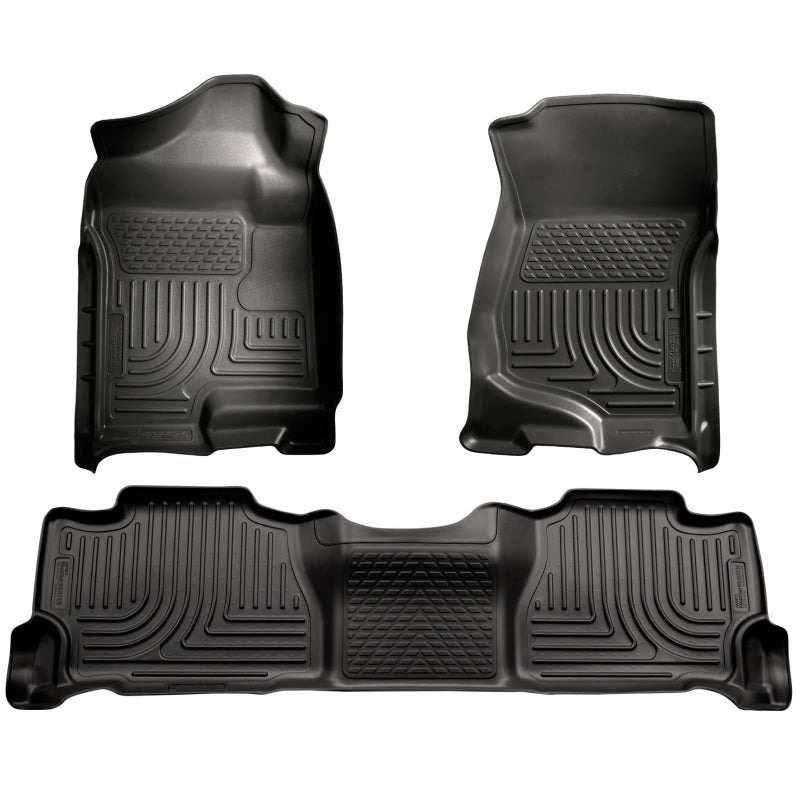 Husky Liners WeatherBeater Front/2nd Row Floor Liner - Black - GM Fullsize SUV 2007-14 Crew Cab